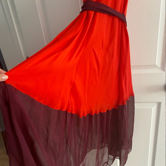 Haute Hippie Halter Silk Maxi Dress S Red Plum with belt - New - Picture 4 of 9